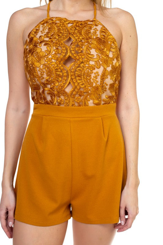 Lace Embroidered Romper