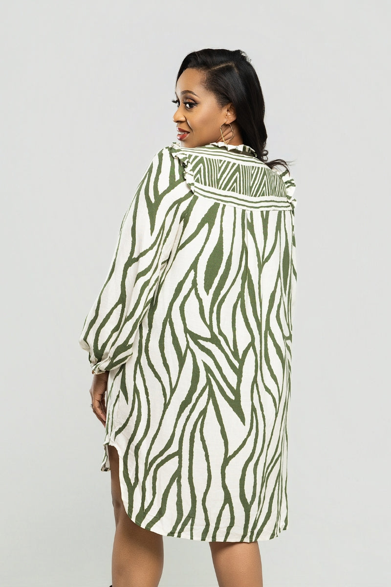 Olive Aura Print Dress
