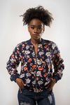 Print Bomber Jacket - Navy/Cora