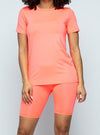 Solid Top and Biker Shorts Set