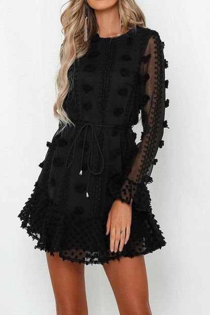 Long Sleeve Mini Dress - Black