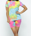 Tie Dye Top and Biker Shorts Set