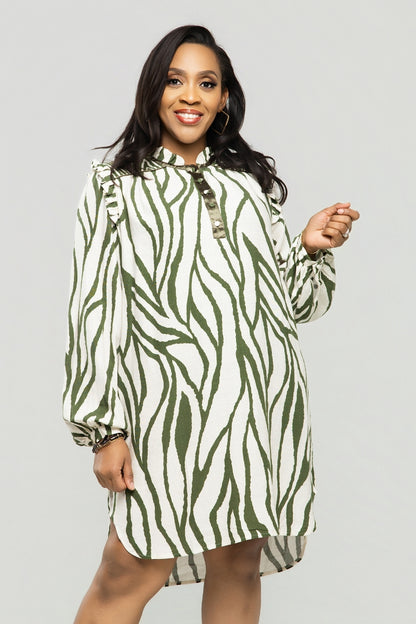 Olive Aura Print Dress