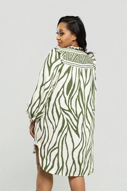 Olive Aura Print Dress