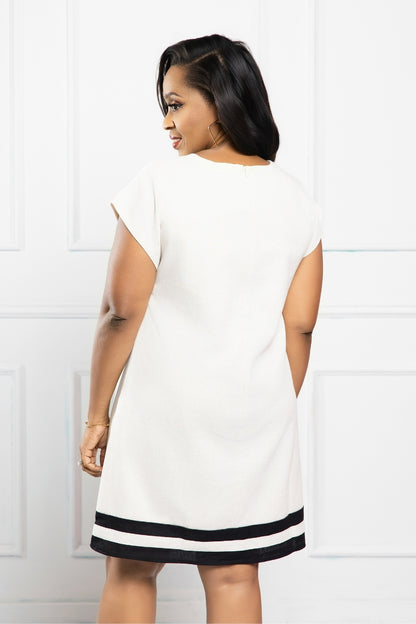 Élise Contrast Linen Shift Dress