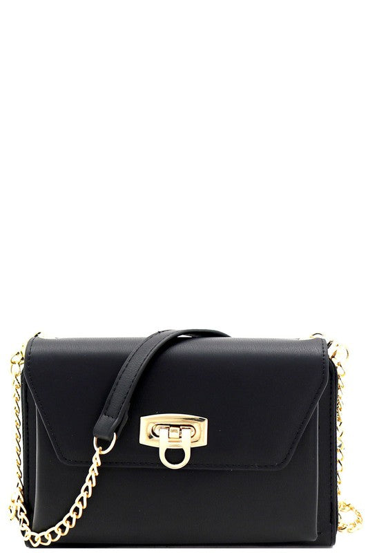 Leather Cross Body Bag - Black