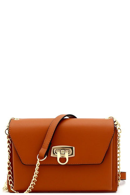 Leather Cross Body Bag - Brown