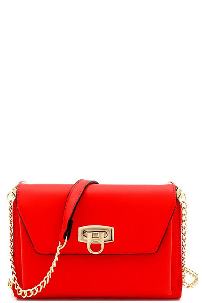 Leather Cross Body Bag - Red