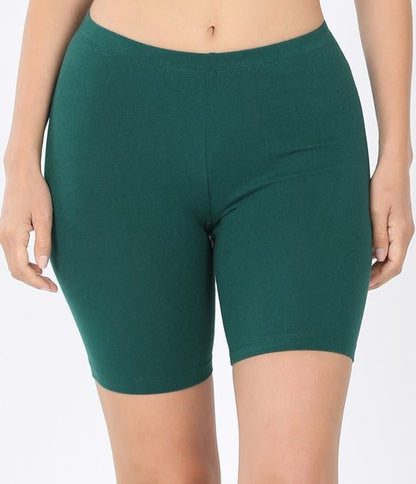 Premium Cotton Biker Shorts - Dark Green