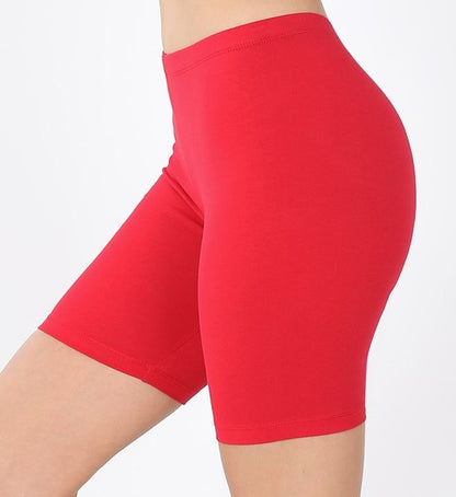 Premium Cotton Biker Shorts - Red