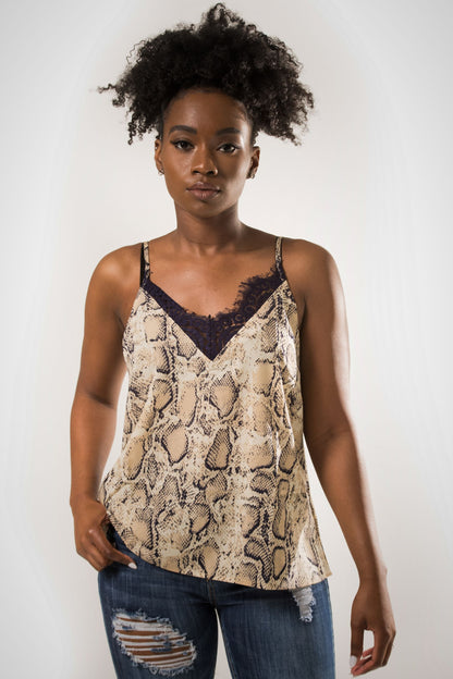 Snake Print Cami - Beige