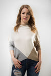 Color Block Mock Neck Sweater - Ivory