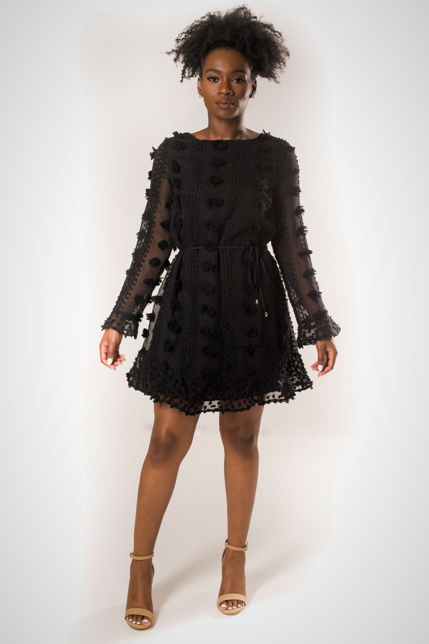 Long Sleeve Mini Dress - Black