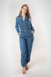 Front Zip Denim Jumpsuit
