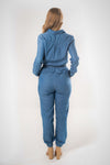 Front Zip Denim Jumpsuit