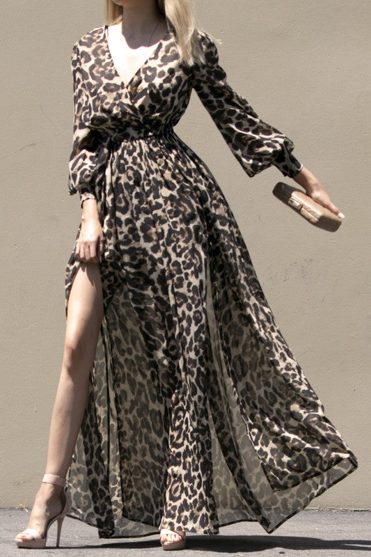 Leopard Woven Maxi Dress