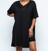 Solid V - Neck Top and Biker Shorts Set