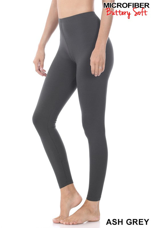 Brushed Microfiber Leggings - Grey
