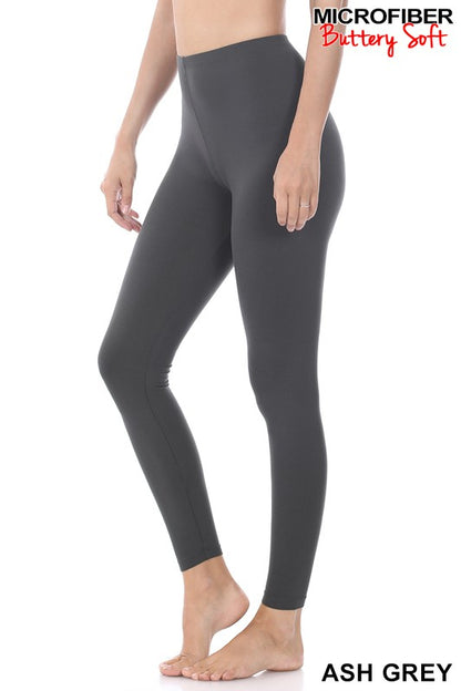Brushed Microfiber Leggings - Grey