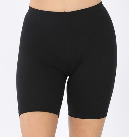 Premium Cotton Biker Shorts - Black
