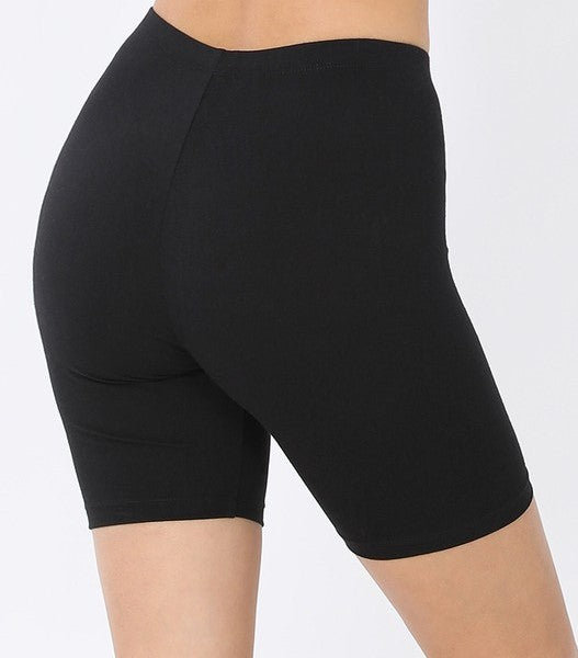 Premium Cotton Biker Shorts - Black