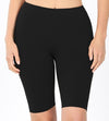Premium Cotton Biker Shorts - Black (Knee)