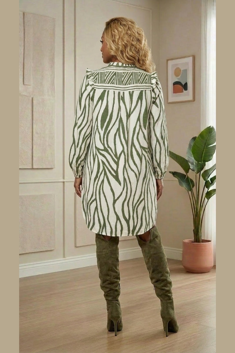 Olive Aura Print Dress