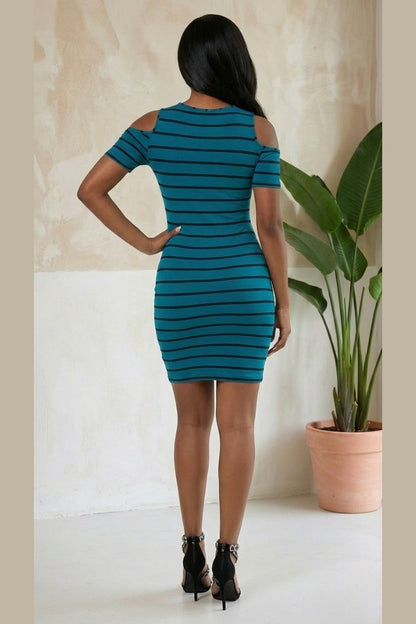 Open Shoulder Dress - Teal