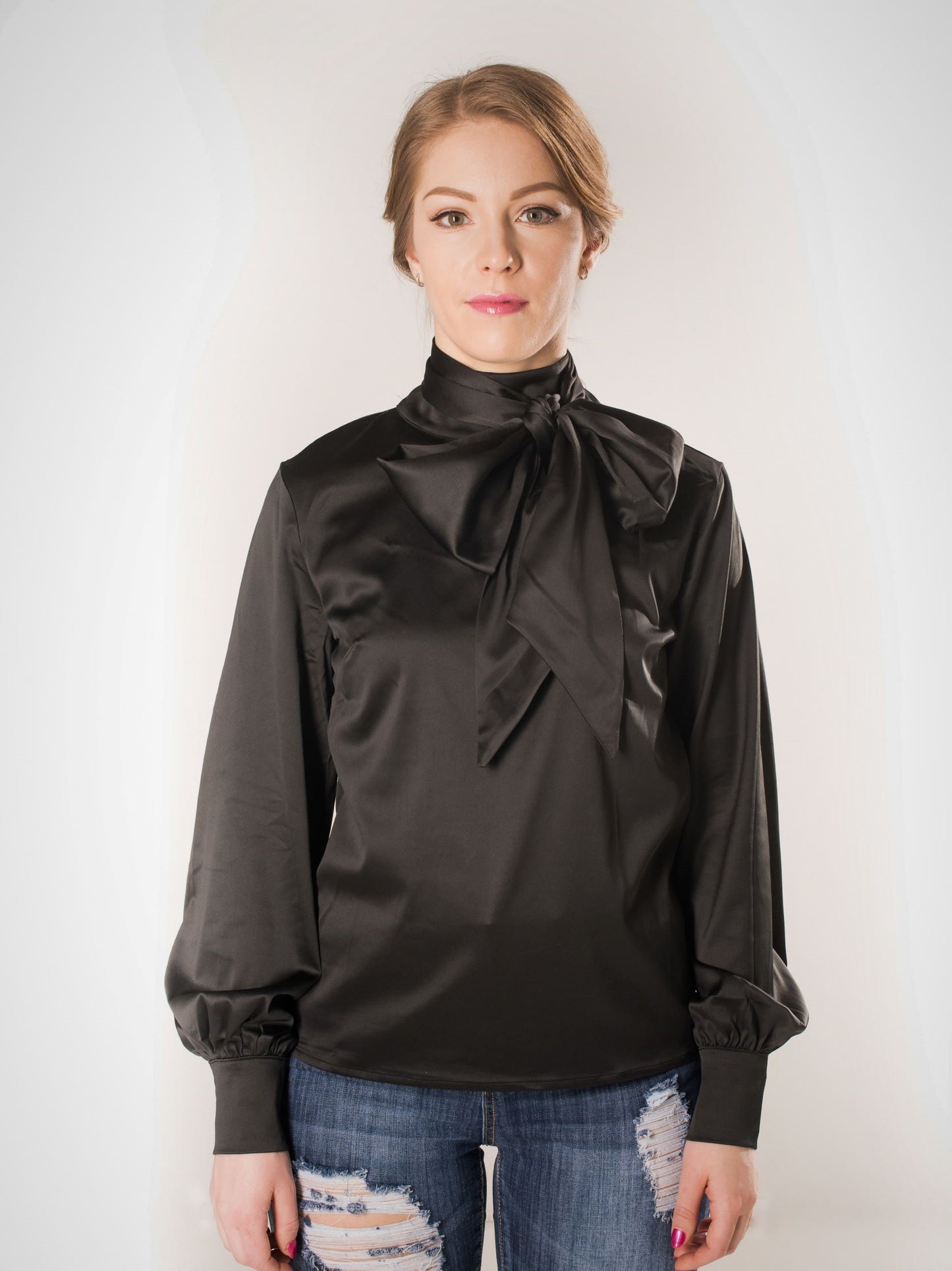 Classy Top with Scarf - Black