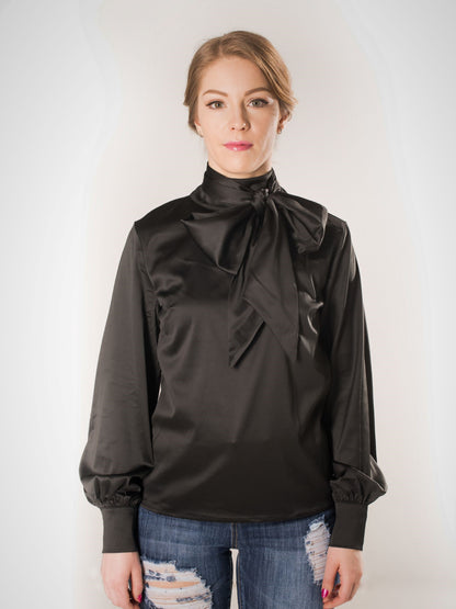 Classy Top with Scarf - Black