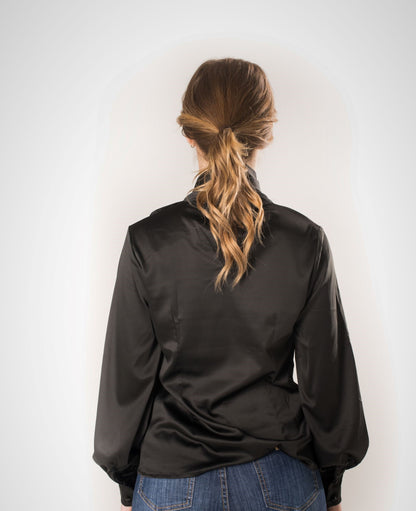 Classy Top with Scarf - Black
