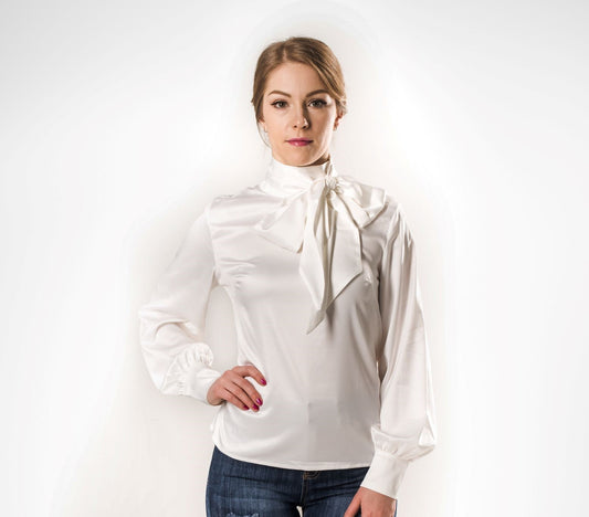 Classy Top with Scarf - White